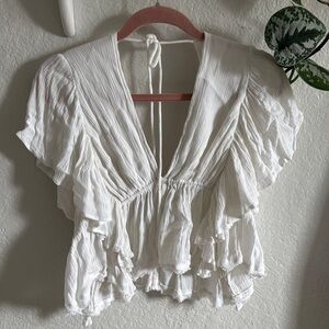 Fun Gauze Free People White Ruffled Women's Top